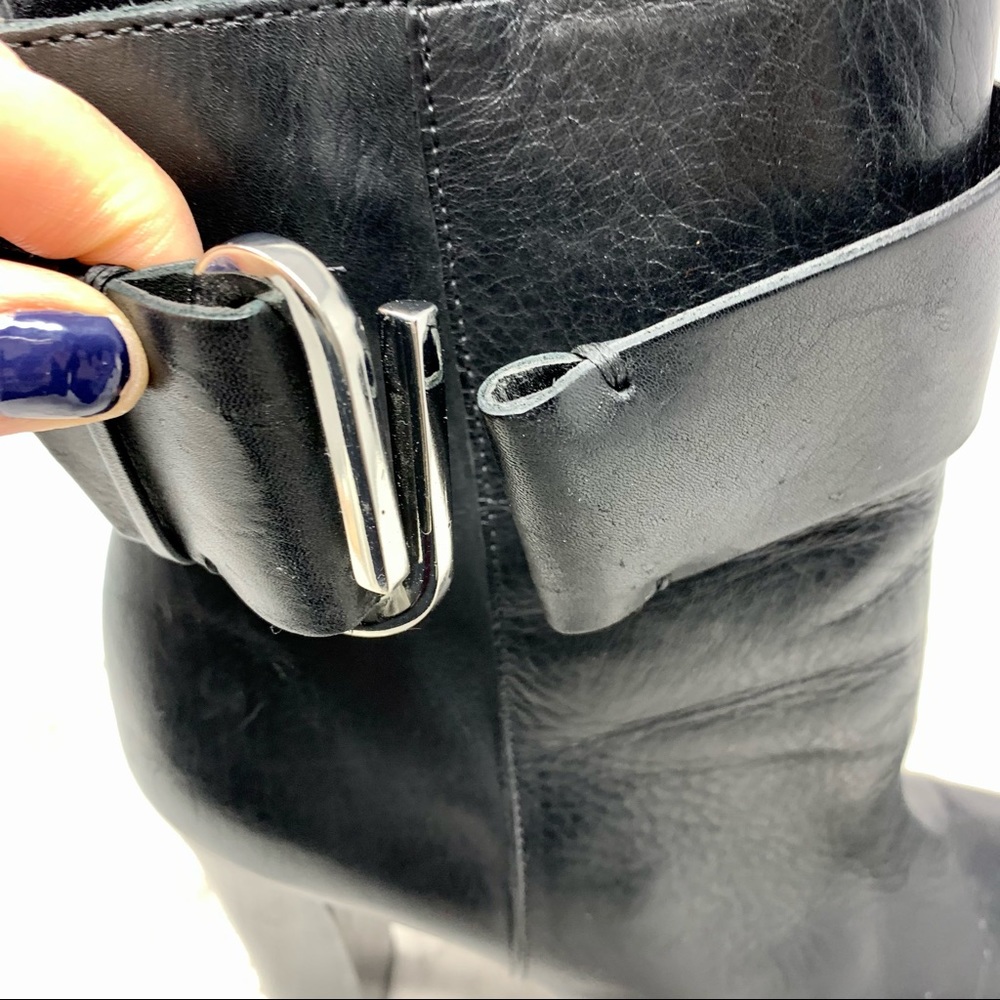 SCHUTZ Namil Buckle Detail Leather Booties 8 Minimalist Sleek Neutral Classic - Picture 10 of 14